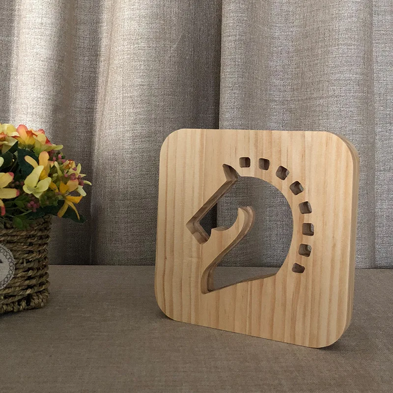 Creaitive Horse Wolf 3D деревянный светодиодный ночник USB Charing лампа атмосферная Лампа теплый свет украшения спальни настольная лампа