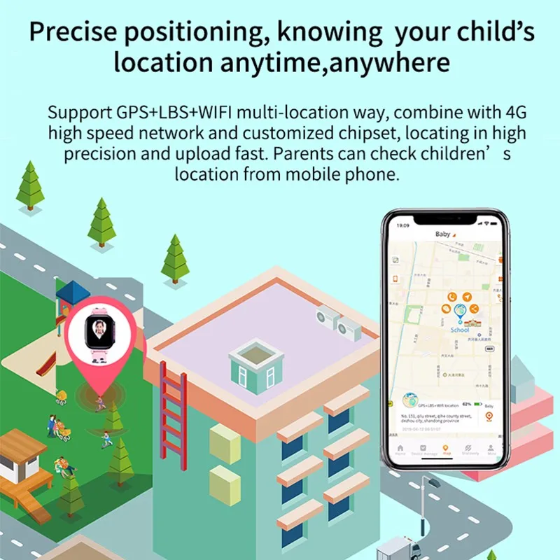 Смарт часы для детей 4G сеть Wi Fi GPS LBS SOS Детские с видеозвонком IP67