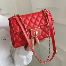 

Sewing Thread Handbags for Women Rhombus Lattice Shoulder Bag Luxury Leather Messsenger Bag Quilted Chain Lady Crossbody Bag Sac