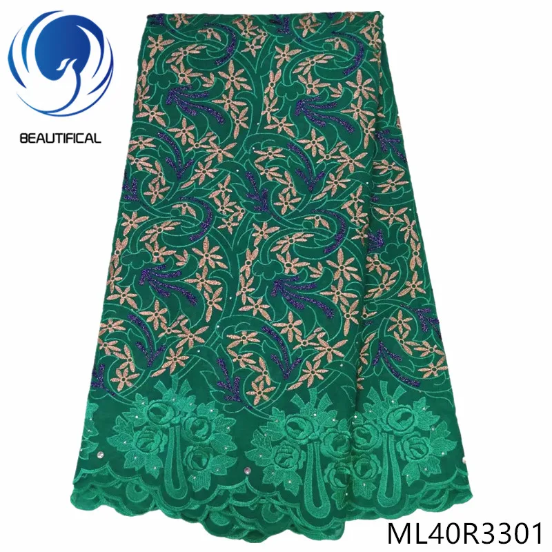 

BEAUTIFICAL african lace fabrics New arrival nigerian swiss lace fabric 100%Cotton dry lace fabric with stones ML40R33