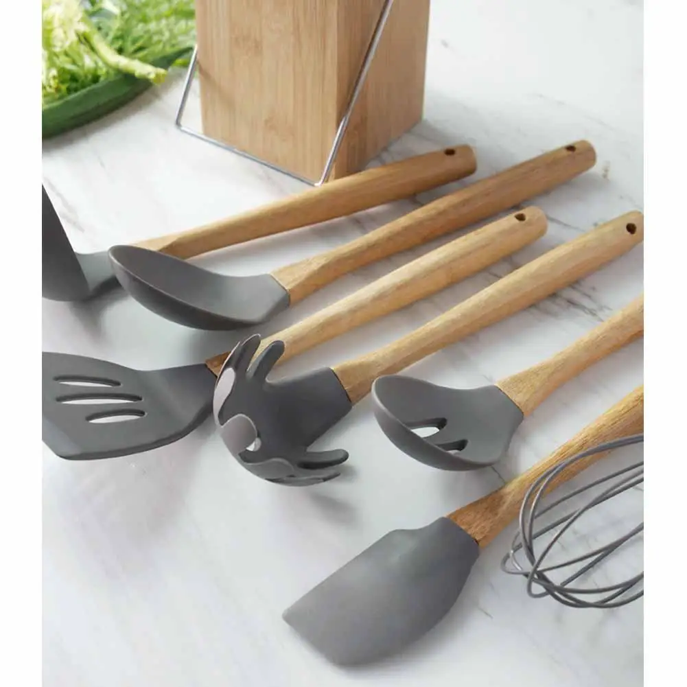 DishyKooker 9 шт./компл. Кухня посуда набор силиконовых Пособия по кулинарии алюминий с антипригарным покрытием шпатель ложка набор