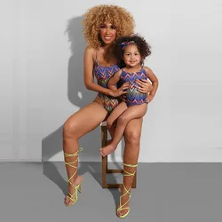 Family Matching One-Piece Swimwear Clothes Set Sleeveles Bikini Swimsuits For Mommy And Me Beach Woman Toddler Girl Swimming 10