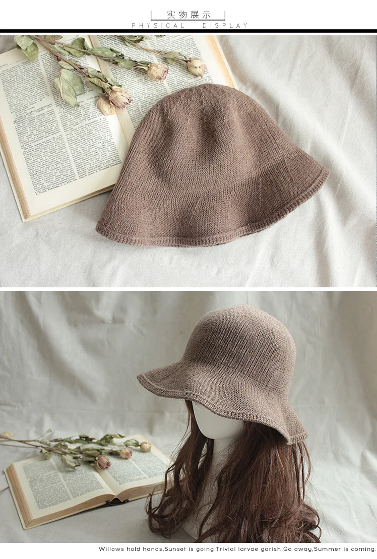 Новая однотонная овечья шерсть шапка вязаная шляпа с полями Fedora зимняя женская модная зимняя шапка аксессуары
