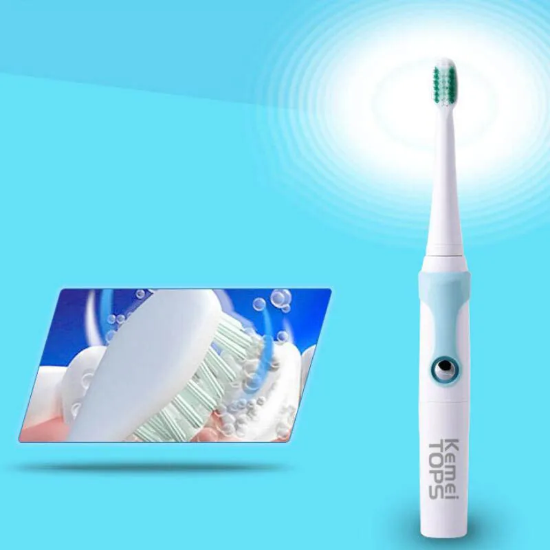 Kemei KM-907 3 in 1 Electric Toothbrush Inductive Wireless Charger Ultrasonic Toothbrush Replacement Dupont Brush Heads