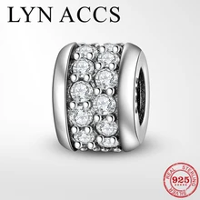 Аутентичные сверкающие циркониевые Круглые Шарм для браслета из стерлингового серебра 925 пробы оригинальные браслеты Pandora ювелирные изделия аксессуары