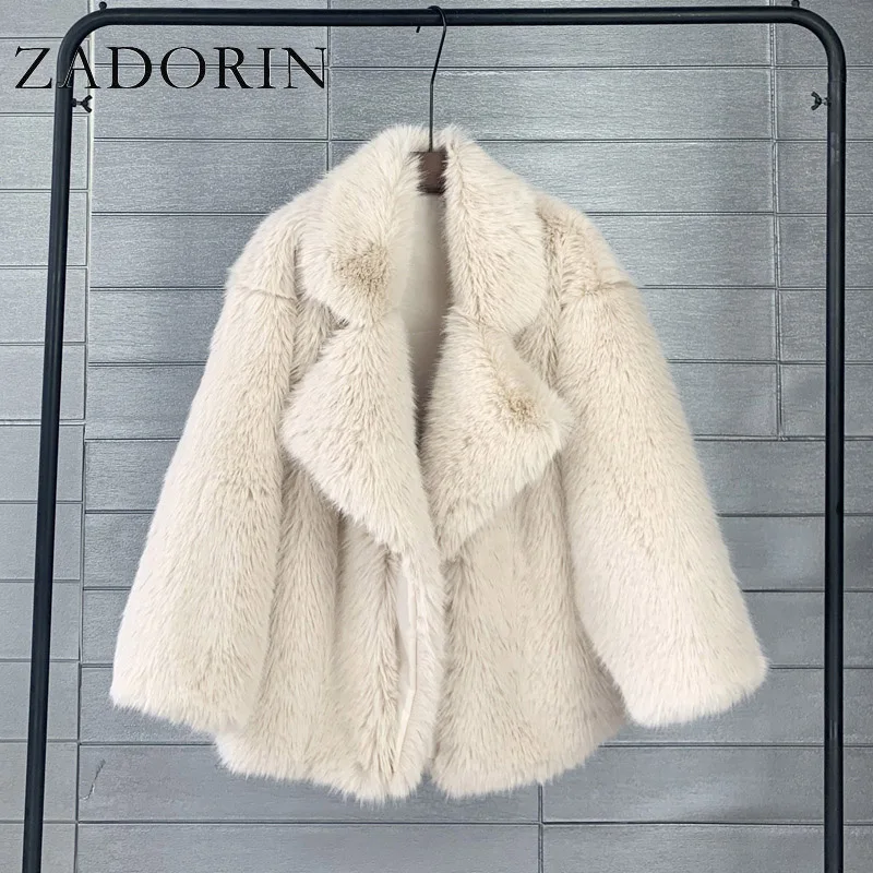 Zadorin coreano moda inverno branco falso casaco