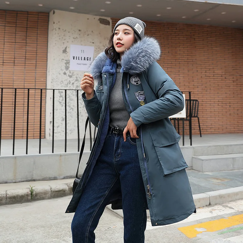 

AliExpress New Style Large Size Plus-sized Winter New Style Mid-length Karakul Thick Hooded Cotton-padded Clothes Cotton Coat