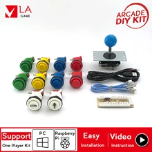 1 jogador diy kit zero atraso codificador para PC jogo de arcade happ tipo Pi Rasberry botões sanwa joystick 5 pin 8 maneira com bola redonda