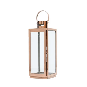 

Nordic Iron Glass Candle Holder Gold Metal Wind Lamp Retro Candle Lantern Outdoor Courtyard Candlestick Mumluk Decoration FC215