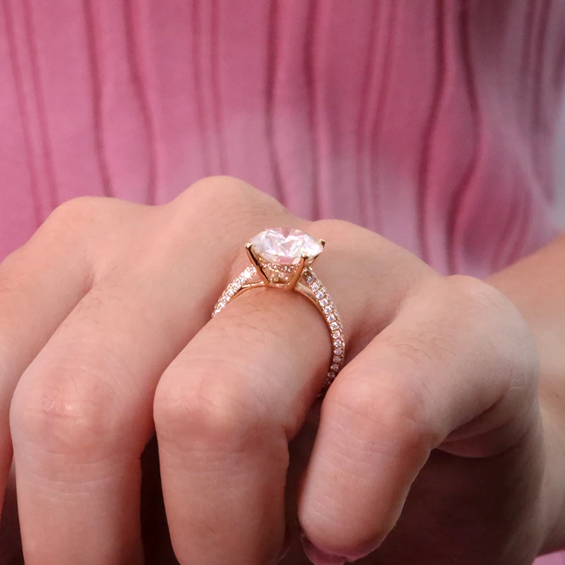 AEAW 1.0ct 2.0ct 3.0ct 4.0ct круглая огранка 14 к Белое золото Желтое золото Муассанит кольцо оригинальные ослепительные ювелирные изделия для девушек для женщин