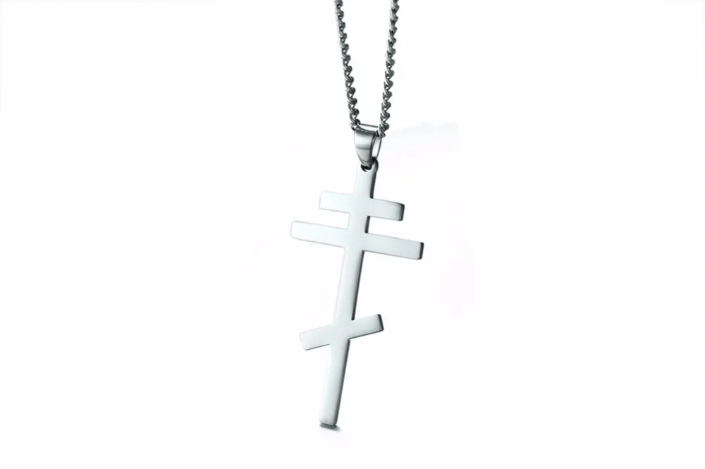 Authentic Russian Orthodox Cross Pendant Necklace for Men SILVER 15