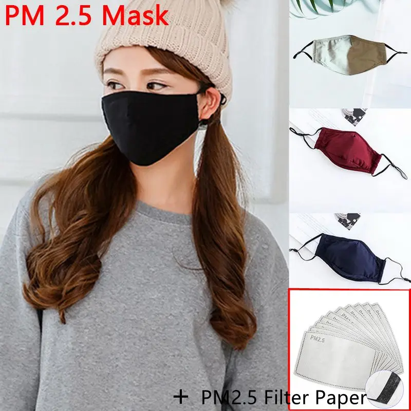 

Cotton PM2.5 Mouth Mask Anti Pollution Mask With Filter Paper Dust Respirator Washable Reusable Masks Unisex Mouth Muffle