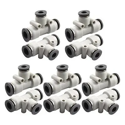 

10Pcs PEG8-6 8mm to 6mm 1 to 2 Way Union Tee Reducer Pneumatic Tubing Fitting