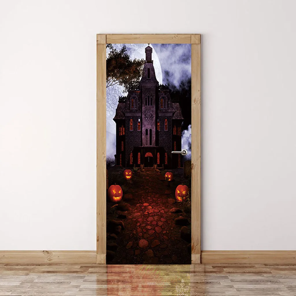 Хэллоуин Череп Зомби Призрак двери наклейки украшения дома 38,5x200 см x 2 шт Новое поступление лучшие продажи дропшиппинг семья