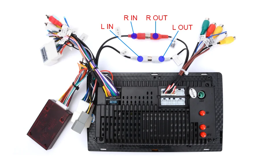 Wiring example showing RCA connections for Audi audio setup