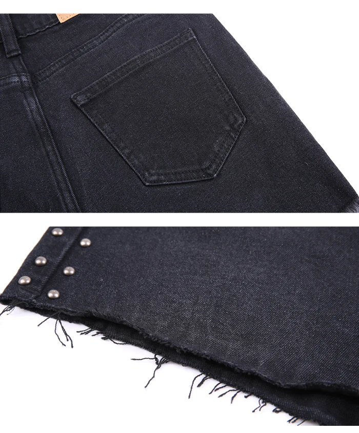 LEIJIJEANS, новинка, большой размер, женские летние черные джинсовые шорты, с боковой пуговицей, модные, для школьниц, большой размер, джинсовые шорты