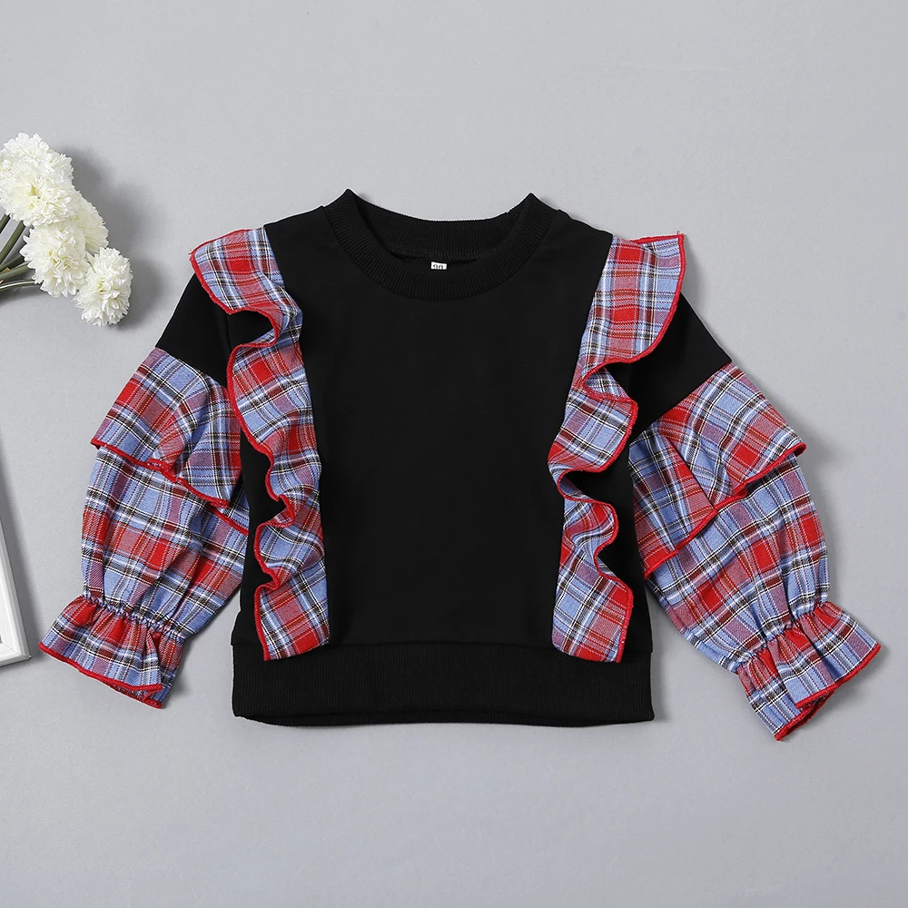 Autumn Winter Kid Baby Girl Coats New Fashion Plaid Long Sleeve Ruffle Tops Toddler Kids Clothes Cotton Casual Outfit 1-6T