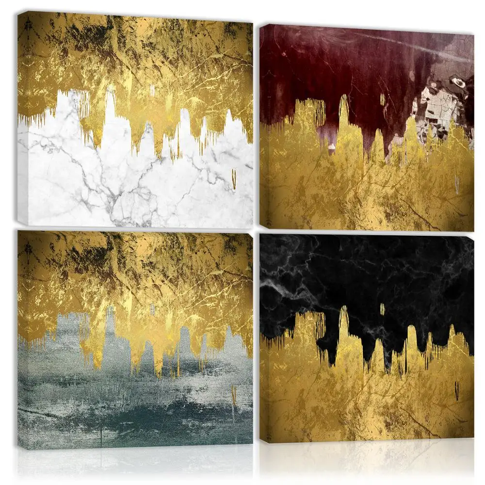 

Modern Abstract Wall Art Decor Golden Black and White Purple Canvas Painting Kitchen Prints Pictures for Home Living Dining Room