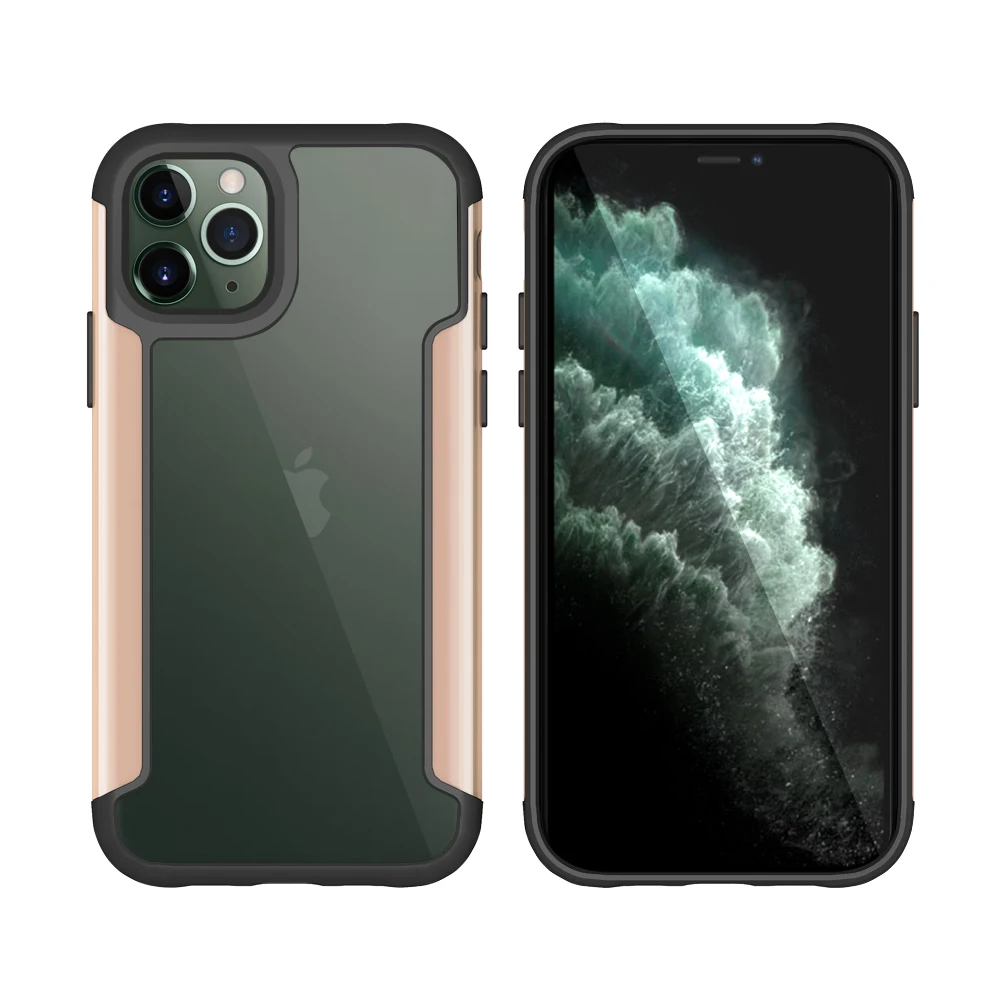 Золотой Чехол для iPhone 11 Pro Max, прозрачный металлический чехол с амортизацией углов, устойчивый к царапинам, чехол для беспроводной зарядки s - Цвет: Золотой