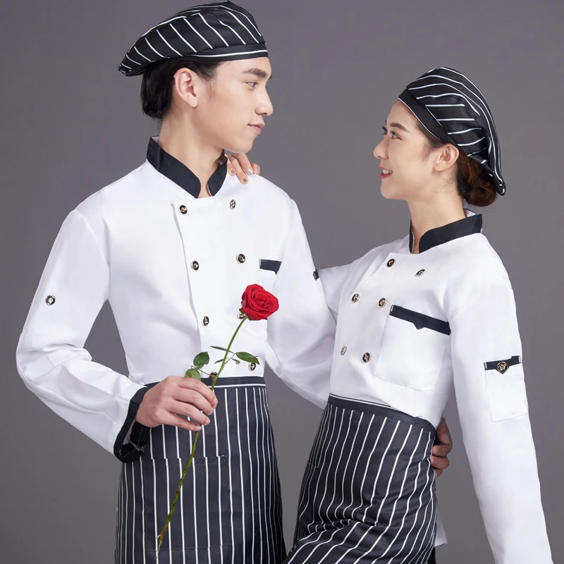 Пекарь бариста Рабочая форма официант Ресторан ClothesCook рубашка куртка с длинными рукавами китель повара
