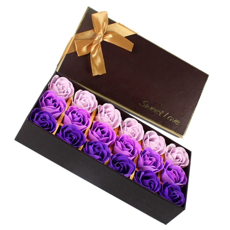 18 шт творческий градиент моделирование Роза мыло цветок фиолетовый и розовый красный (2 набора)