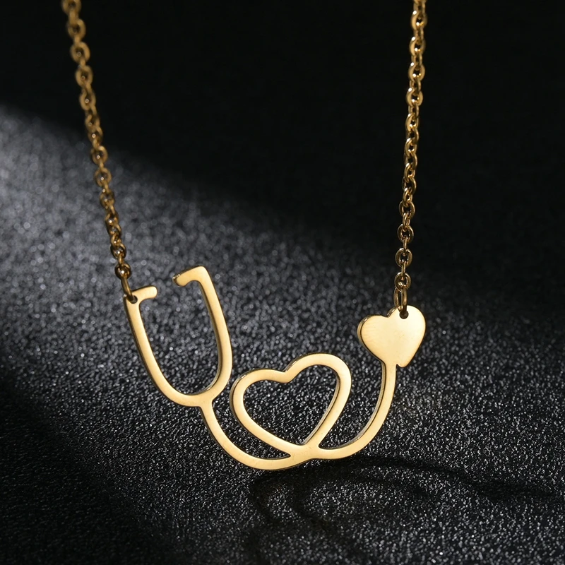 Stainless Steel Pendant Necklace Stethoscope Necklace Women High Quality Gold Aliexpress