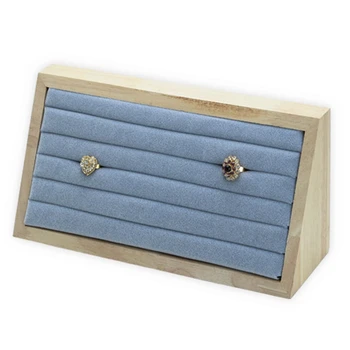

Wooden Flannel Jewelry Display Tray Earring Ring Display Storage Box Jewelry Storage Box