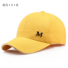 Новинка, хлопковая бейсболка с защитой от солнца на весну и лето, с буквой М, для прогулок, обычная, модная, простая, уличная Кепка От Солнца