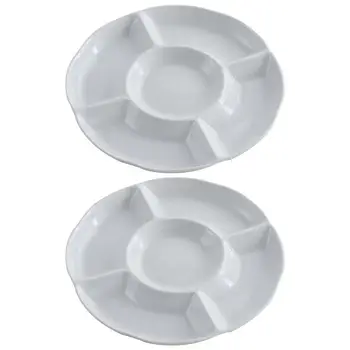 

2pcs Desktop Food Serving Storage Tray Durable 5-gird Design Food Storage Tray Food Serving Plate for Snack Dessert