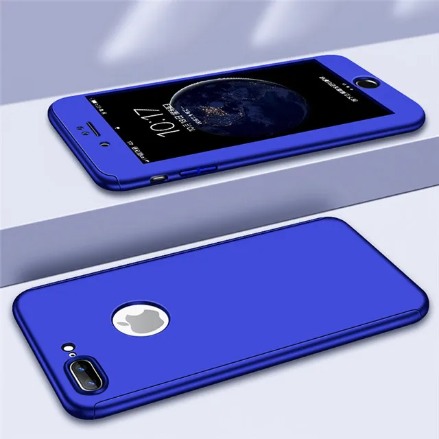 Роскошные 360 Защитные чехлы для телефонов iPhone 5 5S SE 6 6S 7 8 Plus 10 чехол противоударный полный корпус чехол для iPhone X XS Max XR - Цвет: Синий