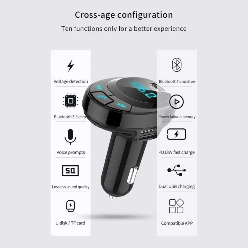 ONEWELL двойной USB и type-C зарядный порт Автомобильный Bluetooth fm-передатчик, беспроводной fm-радио Bluetooth адаптер Hands-free