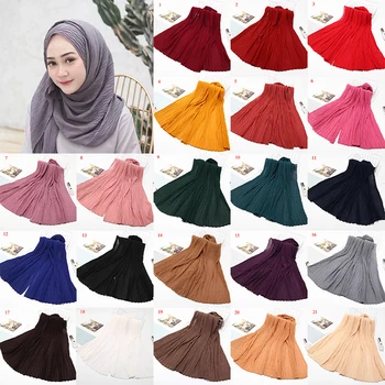 

New Scarf Hijabs Pleated Women Wrinkle Chiffon Hijab Shawl Crinkle Muslim Turban Wraps Pleat Shawls Wrap Scarves Candy Color Hot