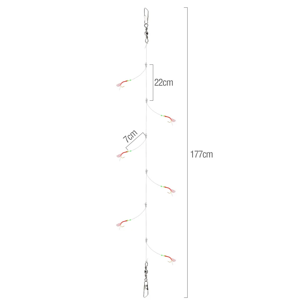 DONQL Fishing String Hooks Stainless Steel Barbed Swivel Single Hook Combination String Hook 6 Small FishHook Jig Fish Tackle 主图05