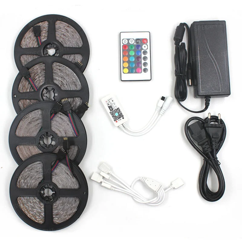 5M 10M 15M 20M RGB LED Stripe Light SMD 5050 IP65 Waterproof RGB Tape DC12V Ribbon Diode Flexible LED Strips Flexible Kit 24 Key Remote Controller (8)