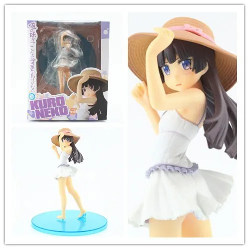 

My Sister Can Not Be So Cute White Cat Straw Hat Swimwear Black Cat Garage Kit Model Base