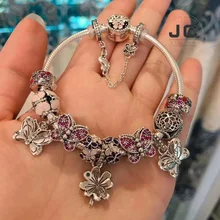 JC модный очаровательный браслет из стерлингового серебра 925 пробы DIY серия шармов-бабочек, мужской женский браслет, Женские аксессуары, ювелирное изделие в подарок