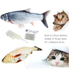 Gato de estimação eletrônico brinquedo de pelúcia simulação de carregamento usb brinquedo de peixe elétrico cão gato mastigando jogando mordendo suprimentos presente interativo(China)