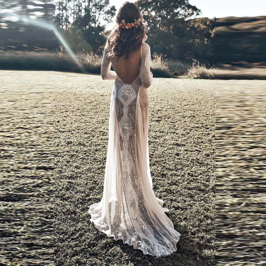 Женское ажурное платье на бретельках SAGACE однотонное белое элегантное с длинными