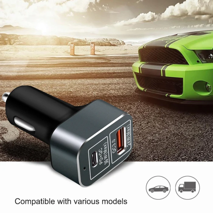 60 Вт QC PD 3,0 Автомобильное зарядное устройство адаптер двойной порт usb type C Быстрая зарядка для универсальных телефонов LHB99
