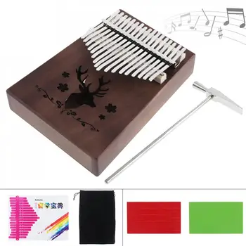 

17 Key Kalimba Retro Elk Sound Hole Single Board Mahogany Thumb Piano Mbira Mini Keyboard Instrument Complete Accessories