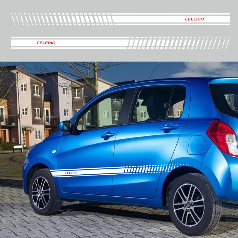  2pcs Car Sticker Racing Stripe Body Side Skirt for Suzuki CELERIO Styling Car Body Stickers