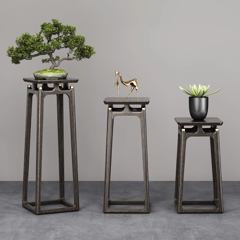 

GY Minimalist Chinese Style Solid Wood Flower Stand Storage Rack Spend Decoration Shelf Ground Bonsai Jardiniere Side Cabinet