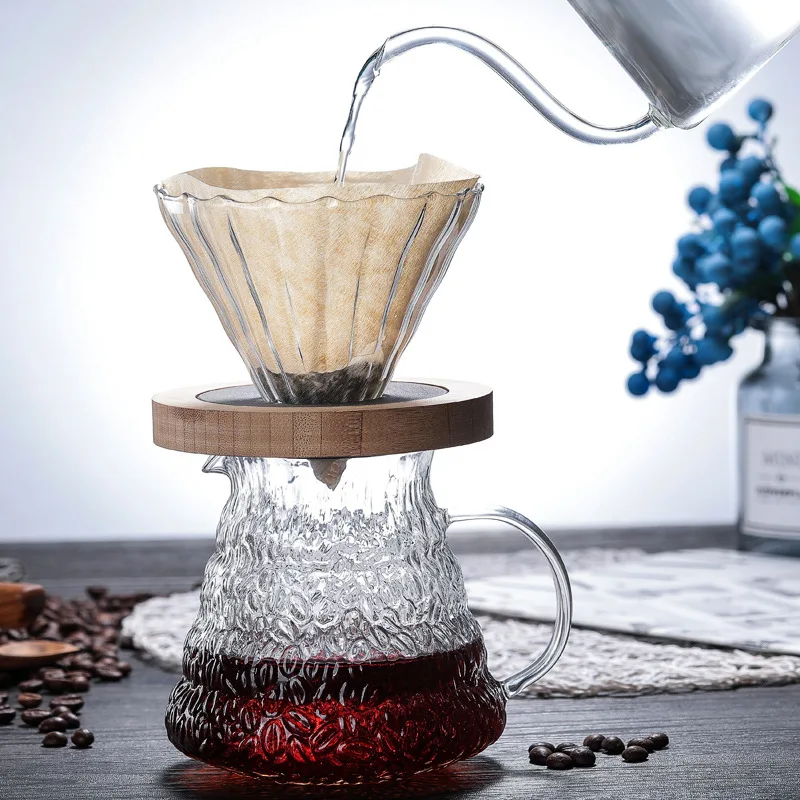 

Coffee Pot 500ml Bean Glass Coffer Percolators Hand Punch Filter Cup Share Pot Cafetera Coffee Pot Suit Family Expenses Gift