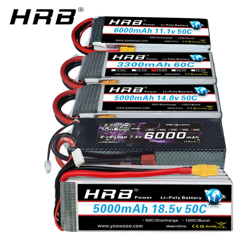 2pcs 4pcs HRB Lipo battery 2S 3S 4S 6S 3300mah 4000mah 5000mah 6000mah 7000mah RC Battery with Deans T plug for Car Drone Air | Игрушки и