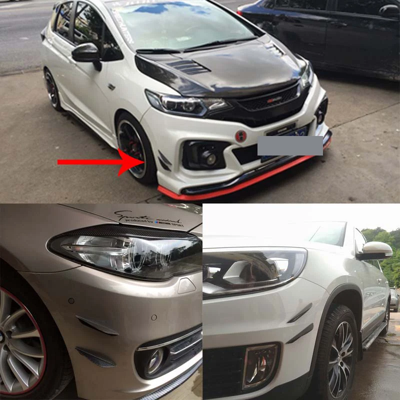4pcs Carbon fiber Color Fit Front Bumper Lip Splitter Fins Body Spoiler Canards Valence Chin WLR-SFB01-4