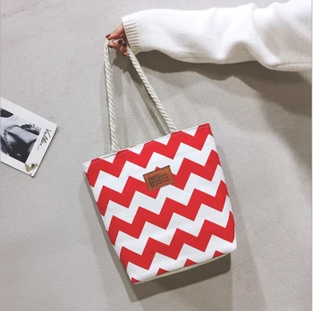 

New Women's Canvas Bag Casual Wave Large Capacity Wave Patterns Everyday Gift Bag Shopping Shoulder Tote Fairy Bags