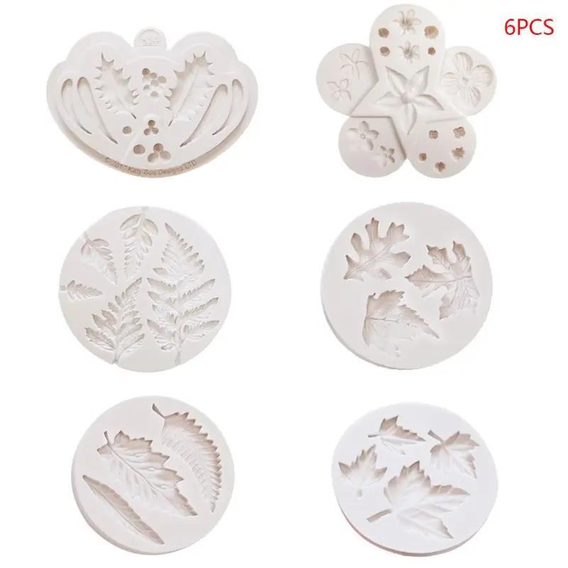 

OOTDTY 6pcs/set Maple Leaf Silicone Mold Fondant DIY Cake Decorating Tools Chocolate Plaster Sugarcraft Baking Mould