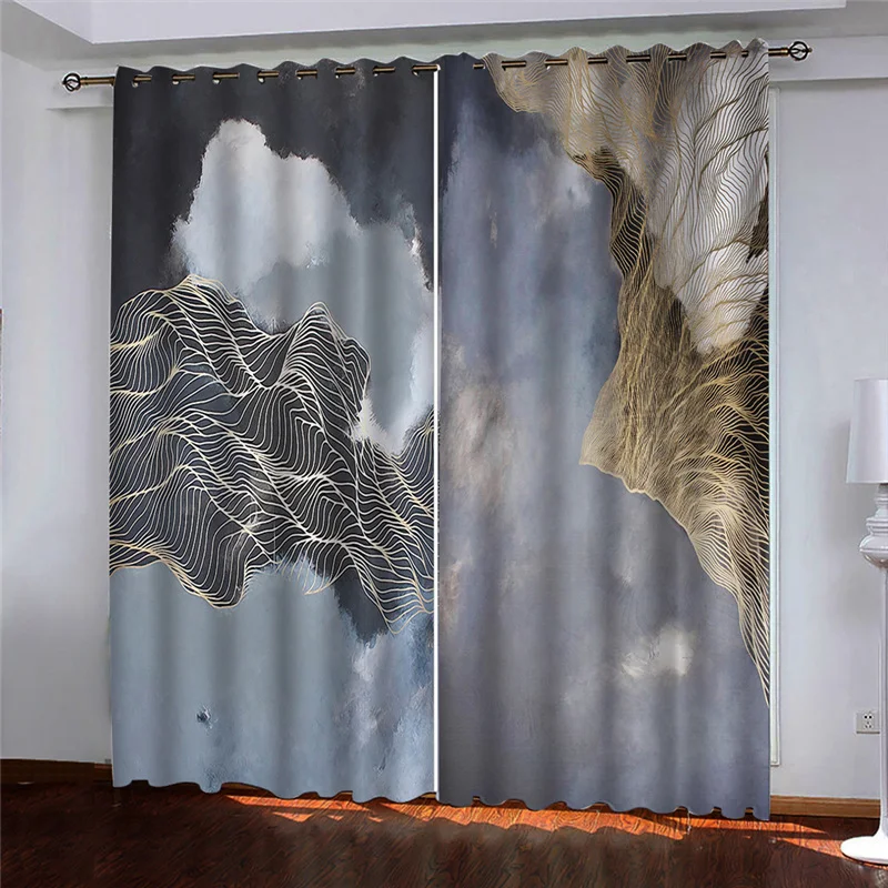 3D гостиная плотные шторы для спальни роскошные шторы Cortinas линии шаблон Пользовательские шторы