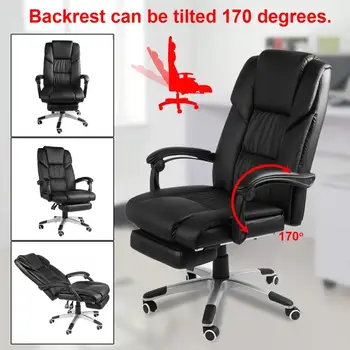 

Collapsible Pedal Chair Reclining High Back Faux Leather Swivel Footrest Executive Office Computer Ergonomical Design Chair