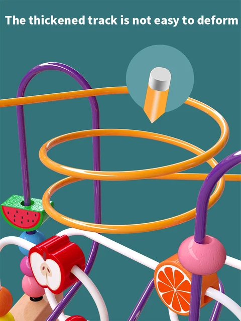 Montessori Educational Toys Wooden Circles Bead Wire Maze Roller Coaster Abacus Puzzles Baby Early Educational Toy For Children 5